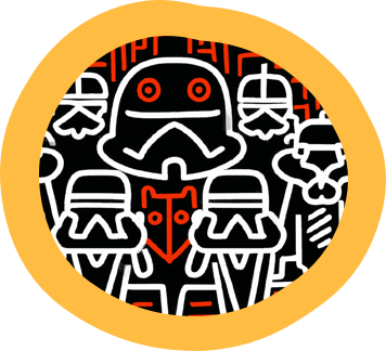 Badge to be earned by completing the course (shows stormtroopers in the style of Keith Haring)